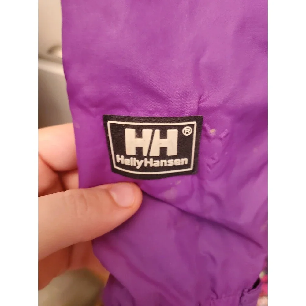 Vintage Helly Hansen Purple Nylon Hooded Rain Jacket Windbreaker Parka Mens XL